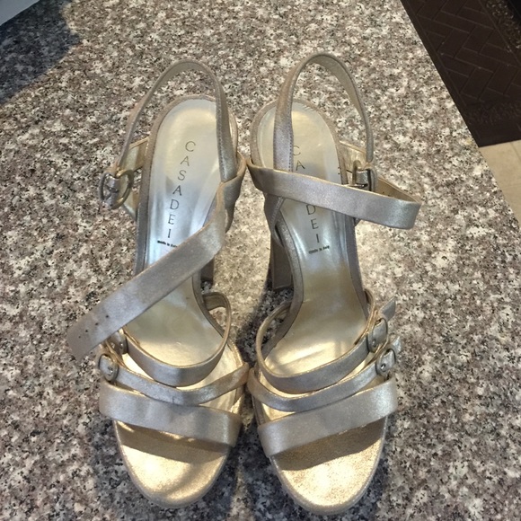 Gold Casadei sandal platform 4 1/2"
