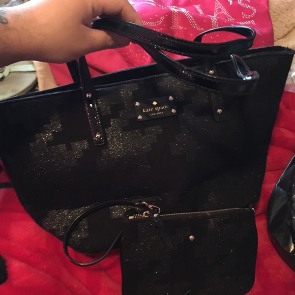 Kate spade black glittery medium bag