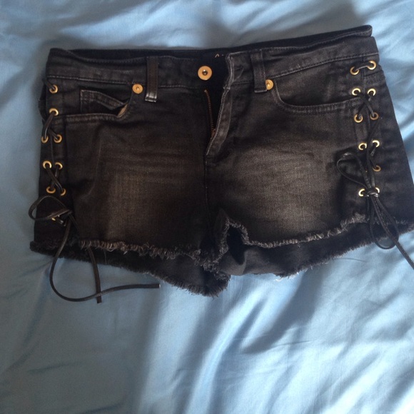 SOLD!! In bundle Black lace up denim shorts