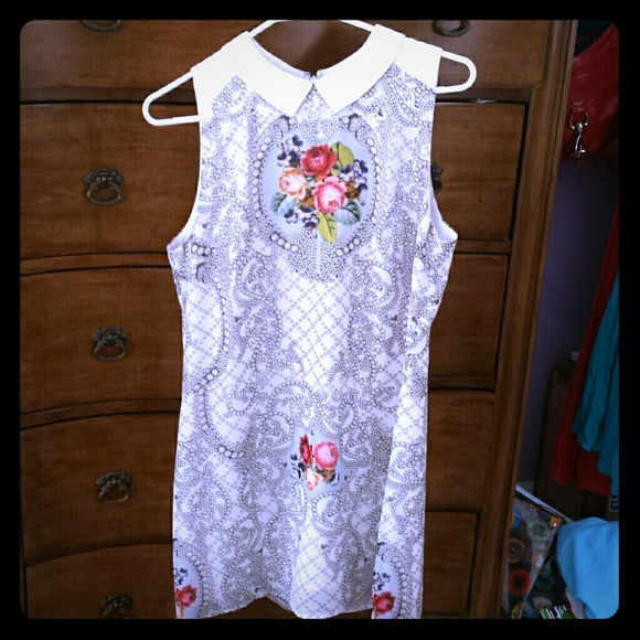 Balmain inspired dress floral mini shift dress