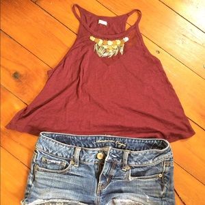 Maroon Cropped Tank