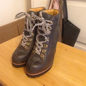 Ash leather wedge booties