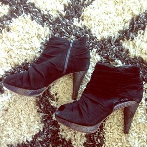Jeffrey Campbell- Suede Peek-A-Boo Bootie Heels