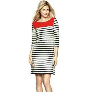 Gap Colorblock Shift Dress orange and navy stripes