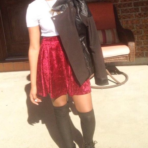 velvet high waisted skater skirt.