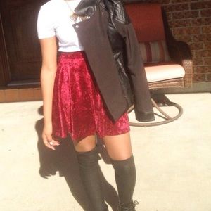 velvet high waisted skater skirt.