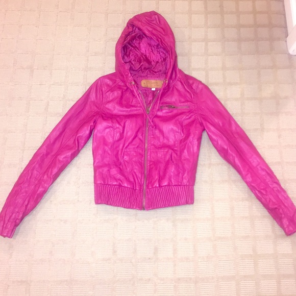 Magenta Purple faux leather jacket