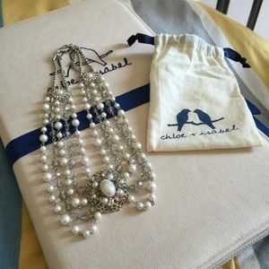 C+I Pearl and Filigree Statement Swag Necklace