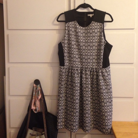 Madewell black and white jacquard dress
