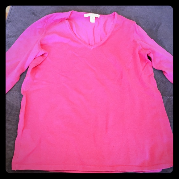 Bright pink v neck sweater