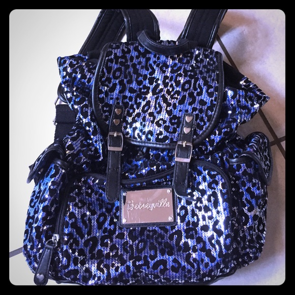 Betseyville backpack, blue cheetah,sequence!