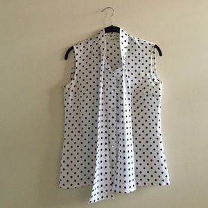 Vintage Sleeveless Polka Dot Blouse