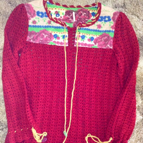 Free people red sweater