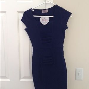 Pippa dee xs navy pleat bodycon dress