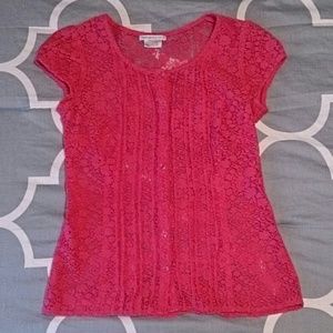 SOLD!! Van Heusen Pink lace top