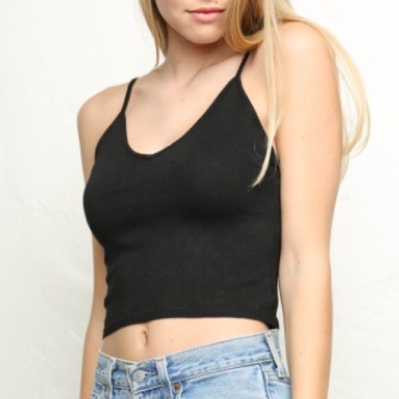 Black Brandy Melville Tank with Ribbed Trim