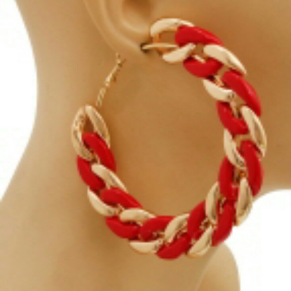 Red Gold Criss Cross Hoop