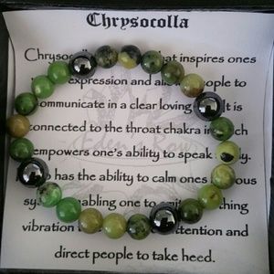 King Baby style Chrysacolla and hematite bracelet