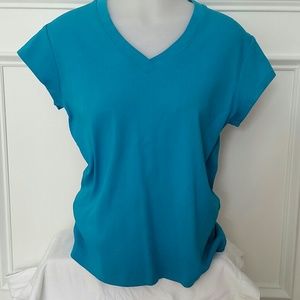 Chico's turquoise vneck solid top