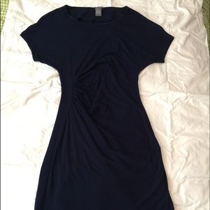 Neiman Marcus Navy Ruched Jersey Dress