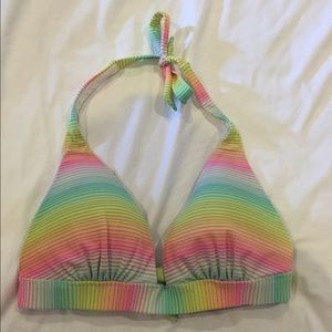 Victoria's Secret Rainbow Striped Halter Swim Top