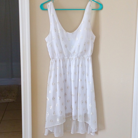 White Summer Dress with Gold Detailing