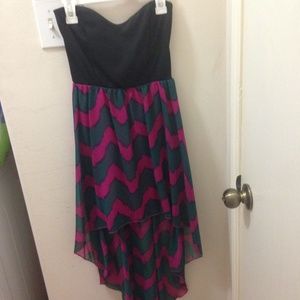 Hi-low strapless dress