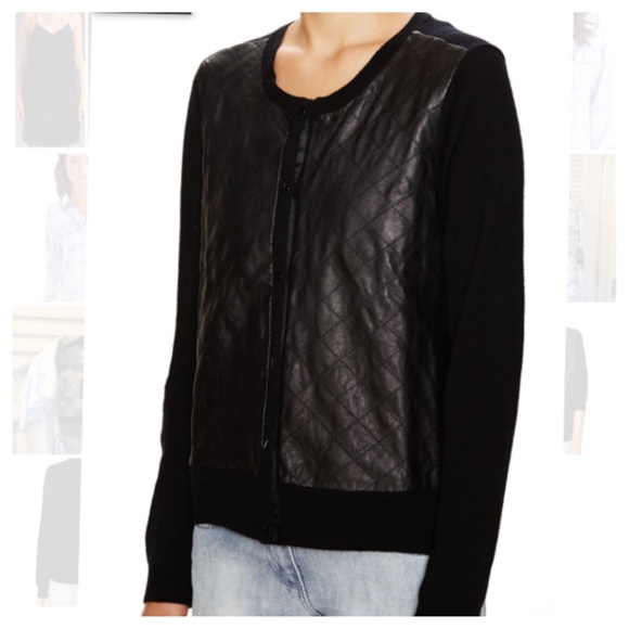 ❌SOLD❌Sandro Graphite Quilted Leather Cardigan - Picture 2 of 4