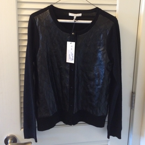 ❌SOLD❌Sandro Graphite Quilted Leather Cardigan - Picture 4 of 4