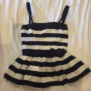 Hollister Co. Navy and White Flounce Tank Top