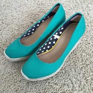 Teal wedge sandals