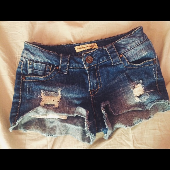 Rue21 Denim - Medium wash, distressed denim shorts