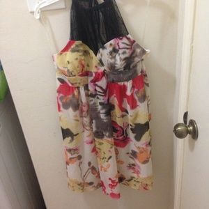 Floral with black lace dress