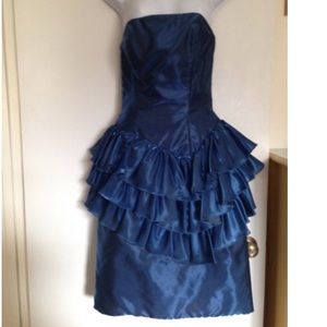 Vintage 80s shimmery blue cocktail dress