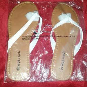 Tan And White Sandals