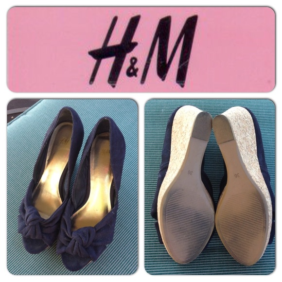 Cork wedge black suede heels size 5 - Picture 2 of 4