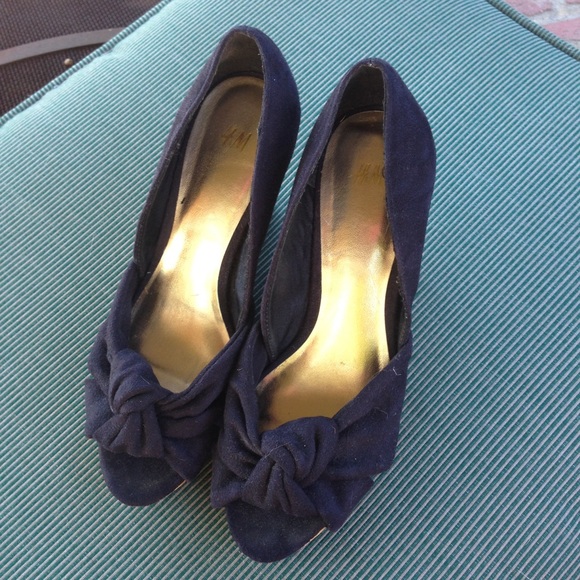 Cork wedge black suede heels size 5 - Picture 4 of 4