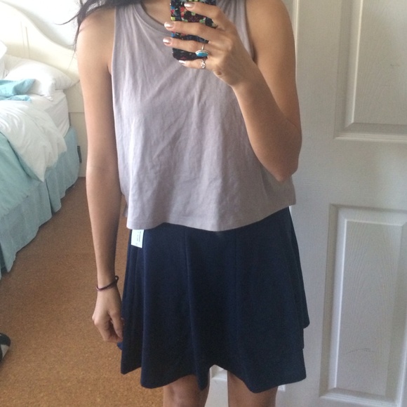 Navy paneled skater skirt