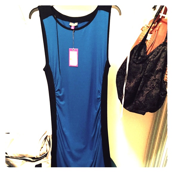 Cobalt Blue & Black Silhouette Dress