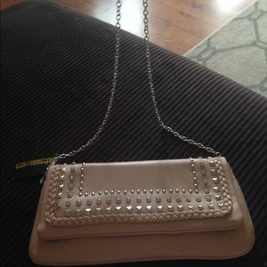 Tan clutch/cross body with embellishment
