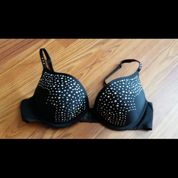 push up bra,NWOT  black with rhinestones