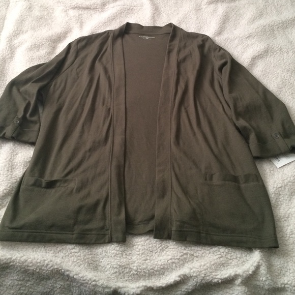 Olive Green Open Face Cardigan