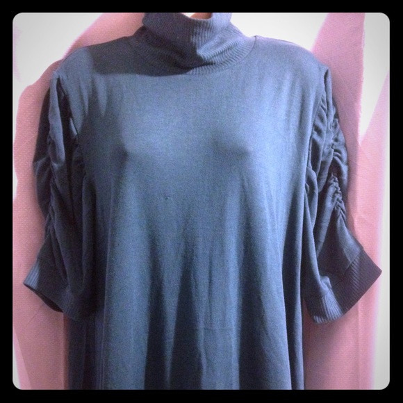 French Laundry teal 3/4 sleeve turtle neck sweater - Picture 1 of 4