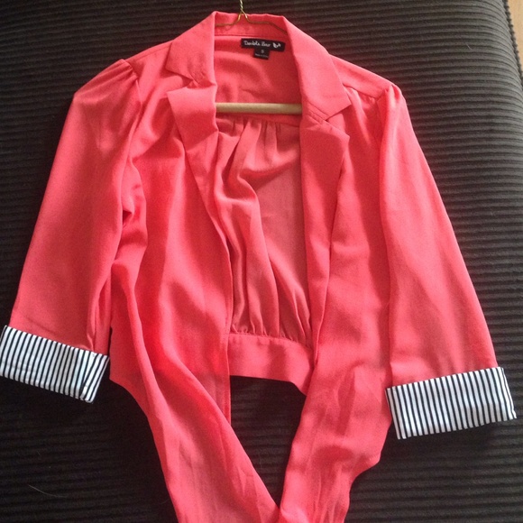Outerwear - Coral tie up "blazer" outerwear