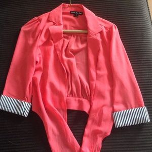 Coral tie up "blazer" outerwear