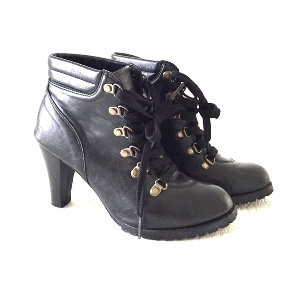Black Lace-up Booties