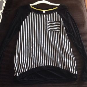 White and black striped long sleeve shirt