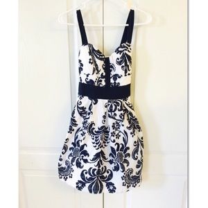 White and Navy Floral Dress