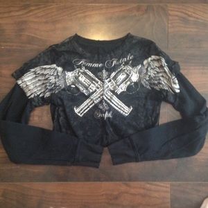 Sinful long sleeve black shirt