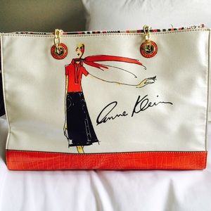 Anne Klein Red White Chain Tote